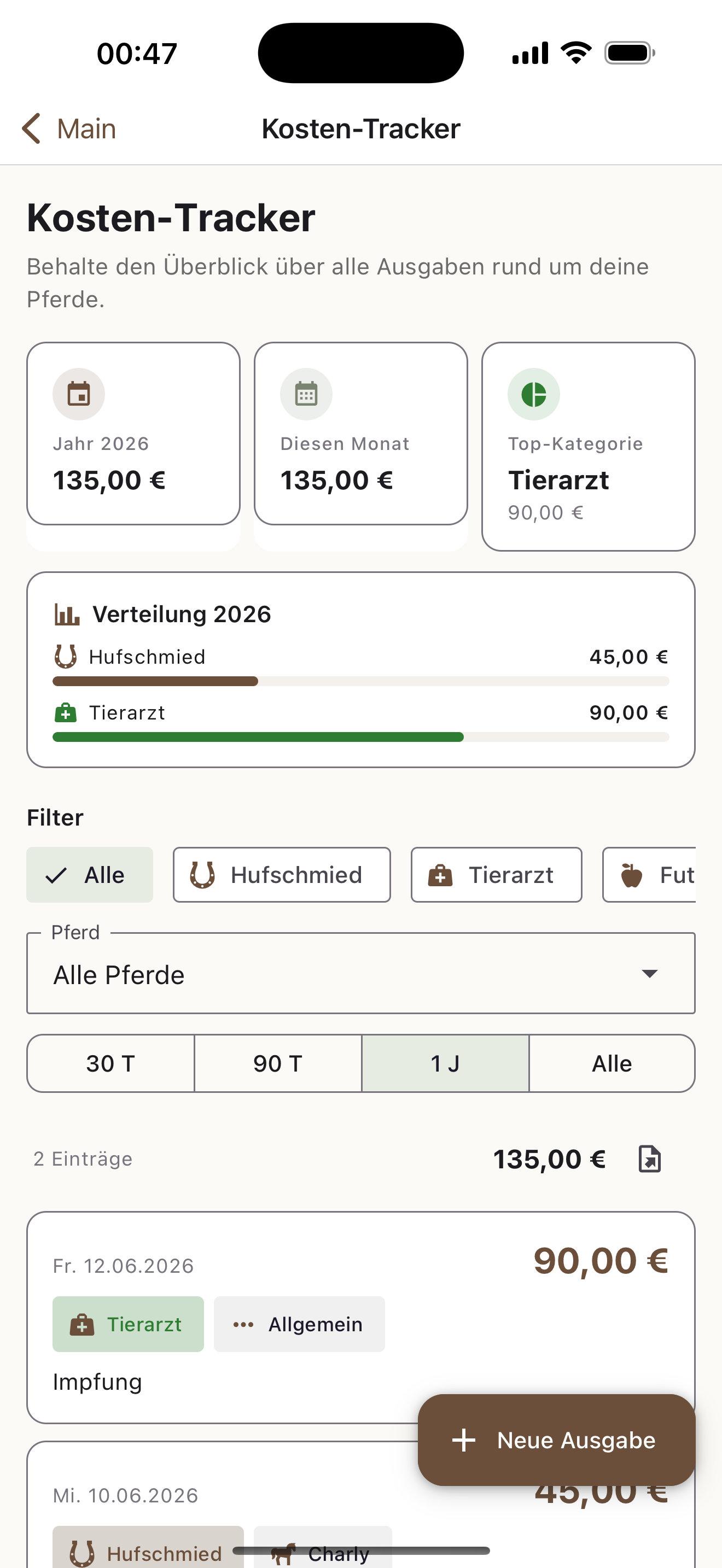 Kosten-Tracker mit Auswertung